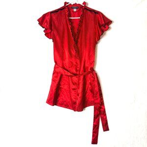 SEDUCTIVE WEAR By CINEMA ETOILE Valentines Sexy Satin Ruffle Wrap Robe M Red